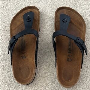 Birkenstock Men’s Black and Brown Sandals